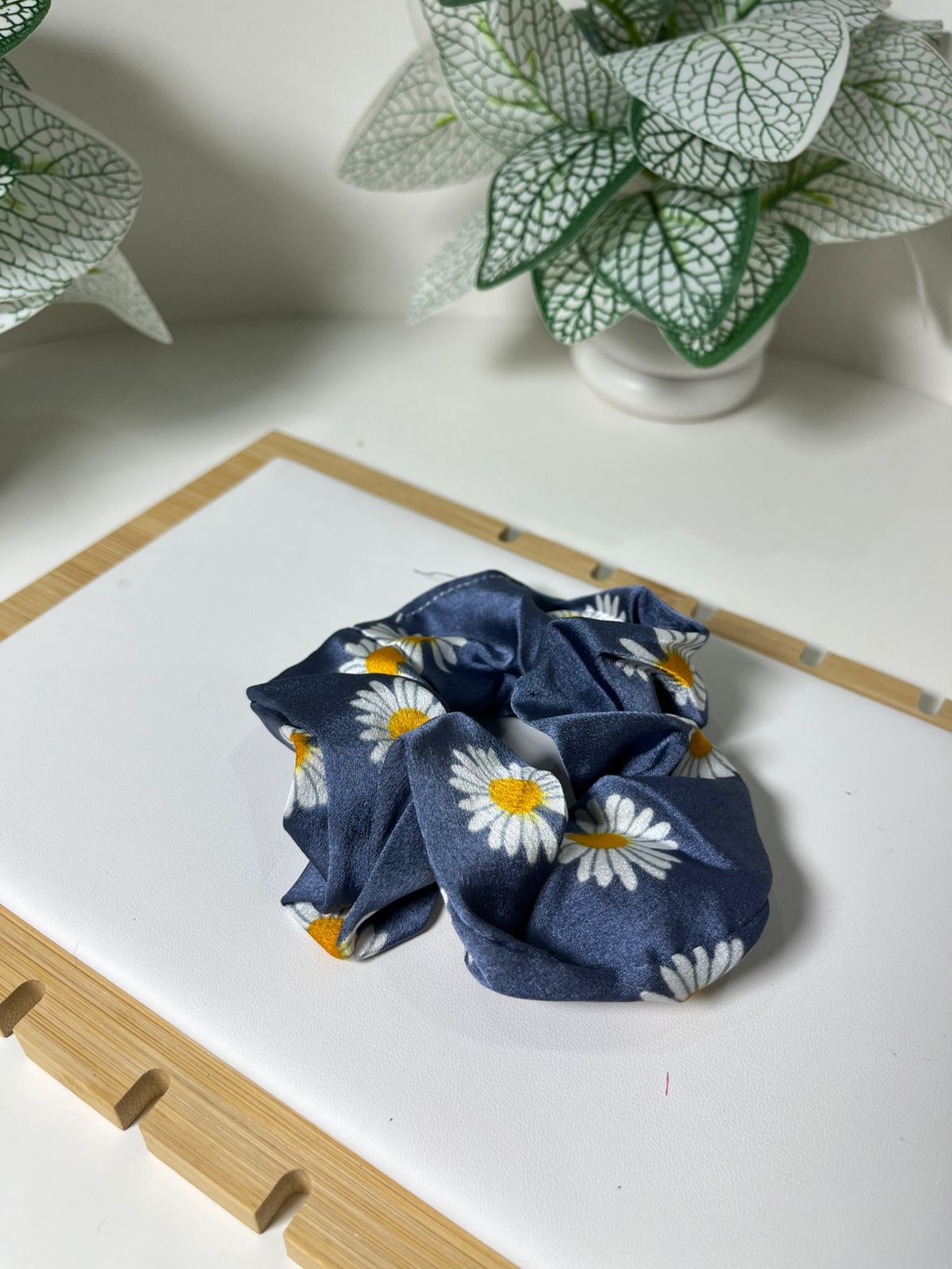 Blue Daisy Print Scrunchie